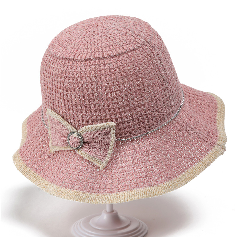 Women's Tropical Bow Knot Hollow Out Wide Eaves Bucket Hat display picture 4