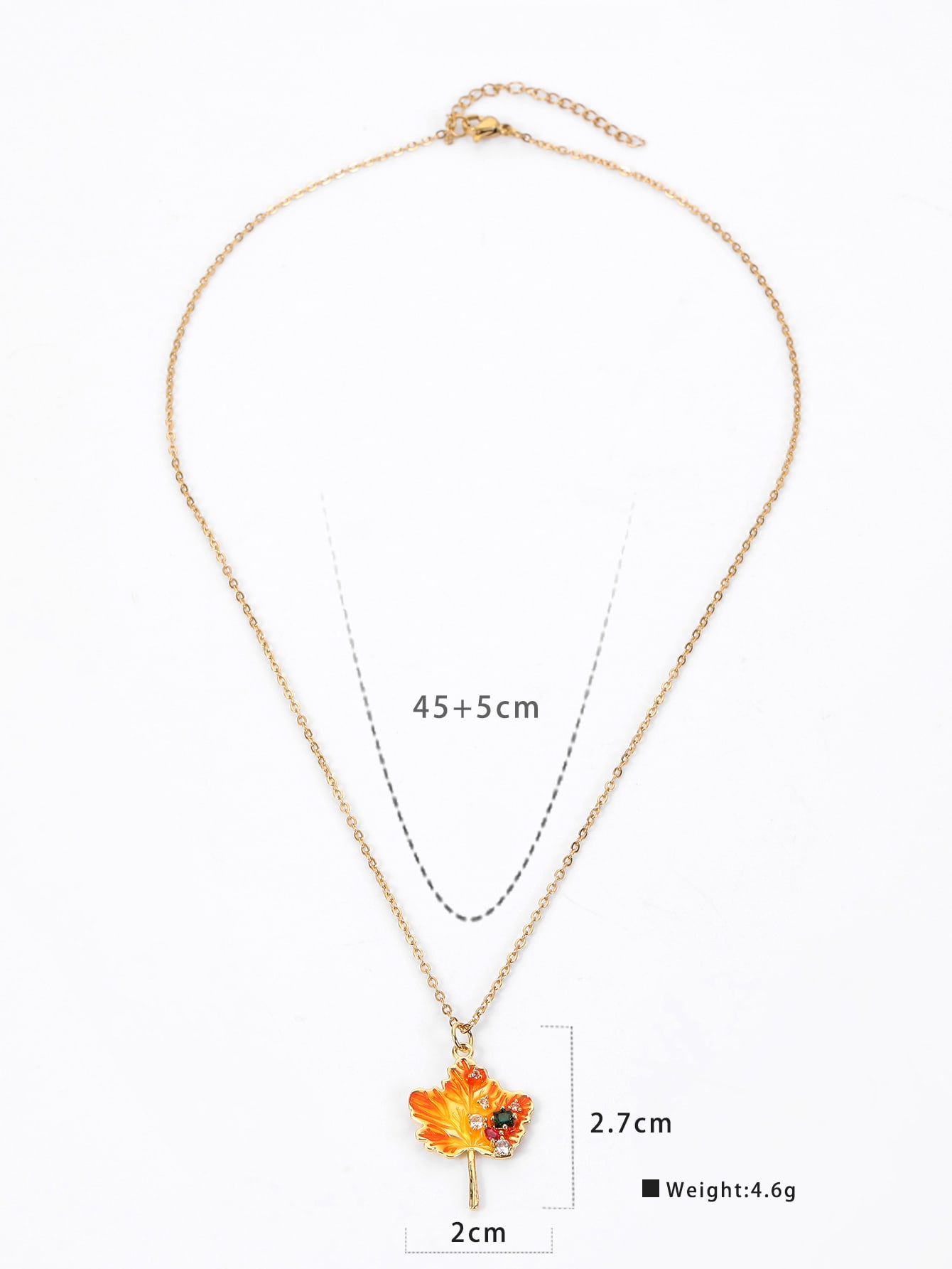 Copper 18K Gold Plated Simple Style Cross Leaf Maple Leaf Enamel Inlay Zircon Pendant Necklace display picture 3