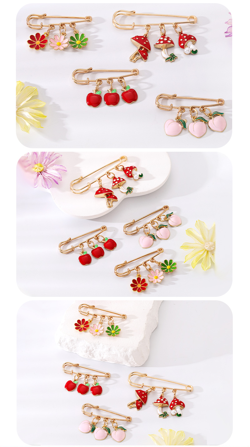 Simple Style Fruit Flower Mushroom Alloy Enamel Unisex Brooches display picture 6