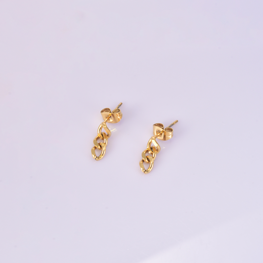 1 Pair Simple Style Geometric Titanium Steel 18K Gold Plated Drop Earrings display picture 1