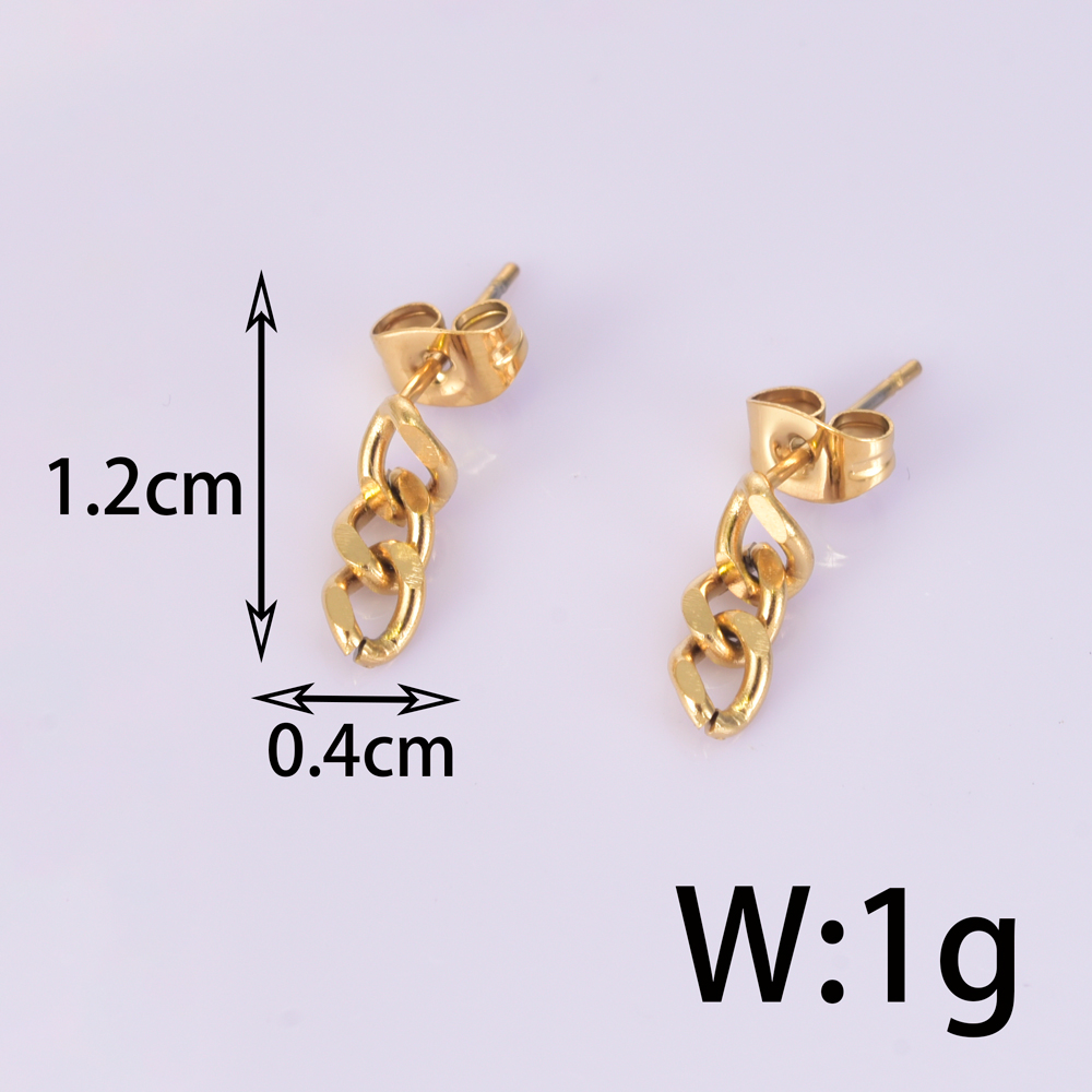 1 Pair Simple Style Geometric Titanium Steel 18K Gold Plated Drop Earrings display picture 2