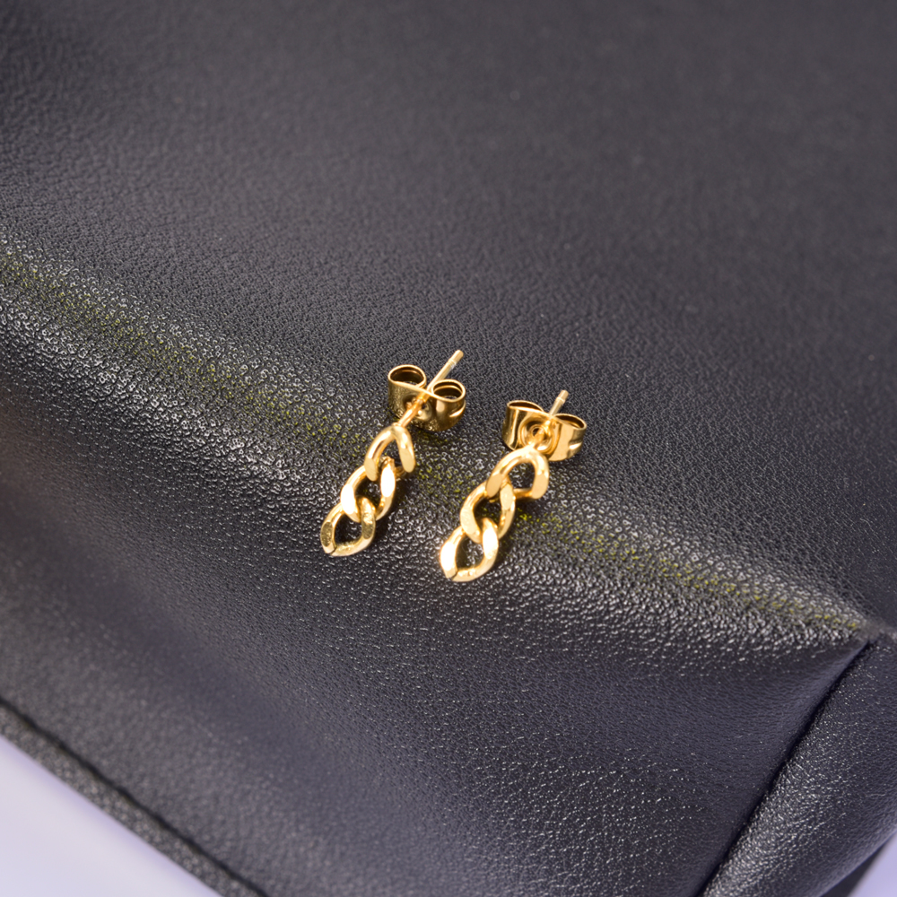 1 Pair Simple Style Geometric Titanium Steel 18K Gold Plated Drop Earrings display picture 5