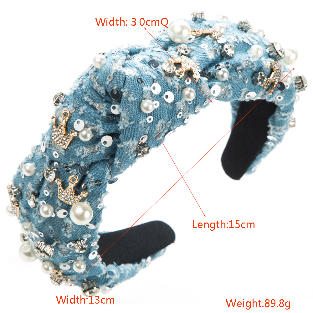 Women's Simple Style Classic Style Crown Alloy Cloth Inlay Rhinestones Pearl Hair Band display picture 1