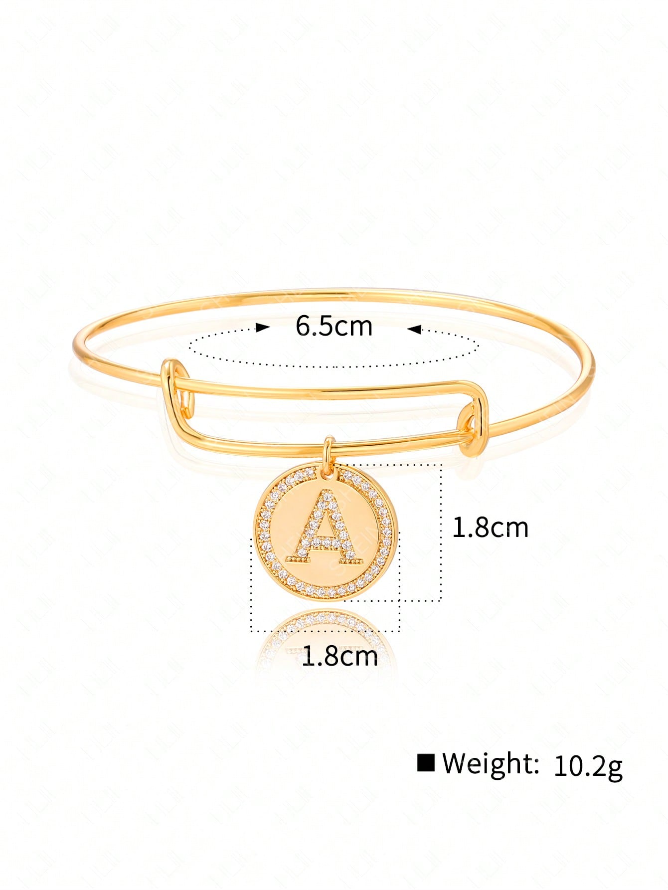 Copper 18K Gold Plated IG Style Hexagram Letter Snake Inlay Zircon Bangle display picture 3