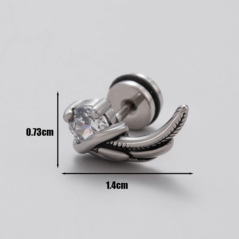 1 Piece Vintage Style Geometric Solid Color Inlay Stainless Steel Zircon Ear Studs display picture 6