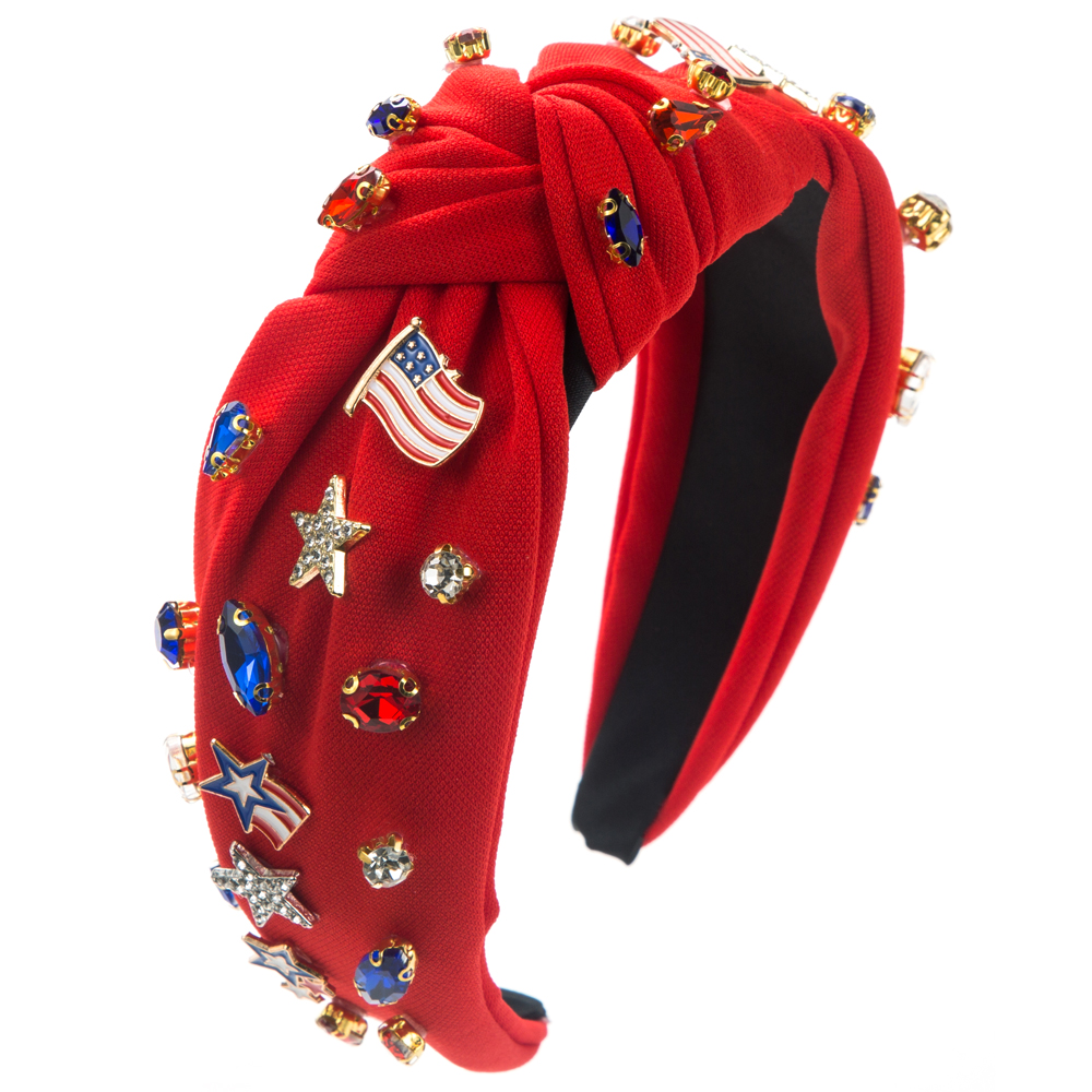 Women's Casual Simple Style National Flag Alloy Cloth Inlay Rhinestones Hair Band display picture 3