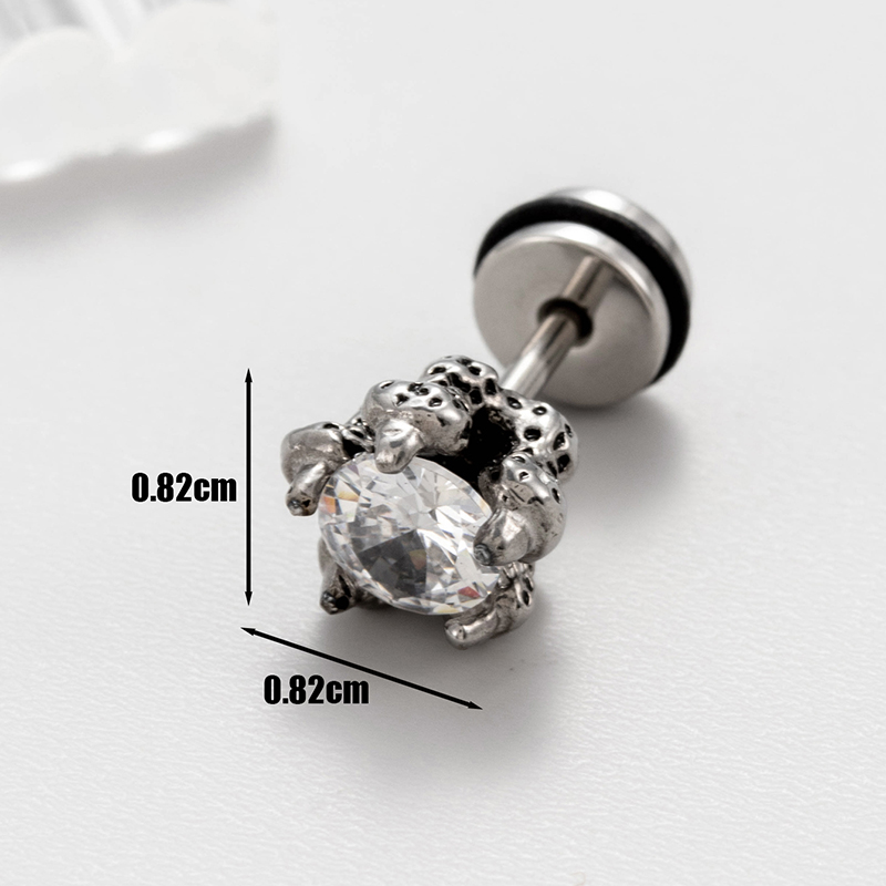 1 Piece Vintage Style Solid Color Inlay Stainless Steel Zircon Ear Studs display picture 8