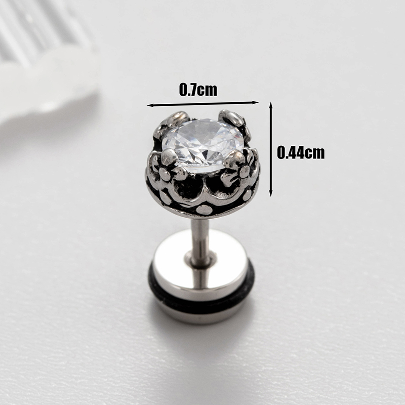 1 Piece Vintage Style Solid Color Inlay Stainless Steel Zircon Ear Studs display picture 5