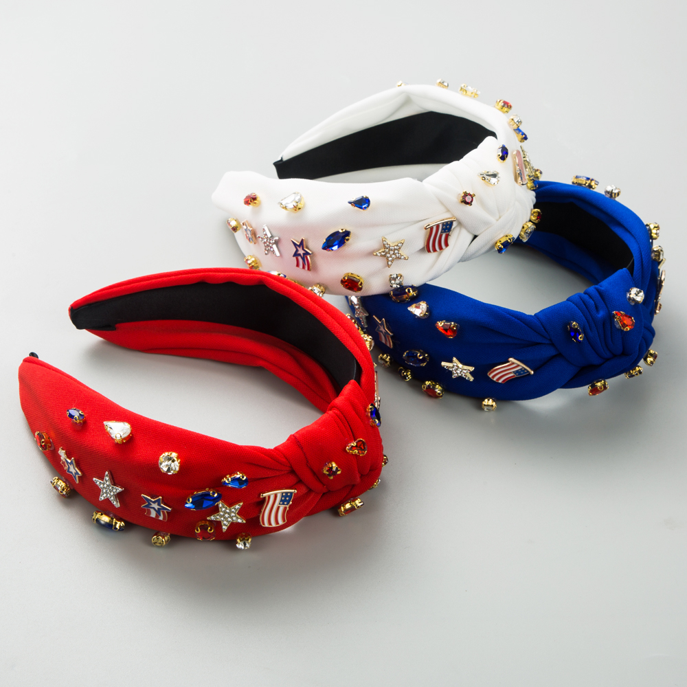 Women's Casual Simple Style National Flag Alloy Cloth Inlay Rhinestones Hair Band display picture 2