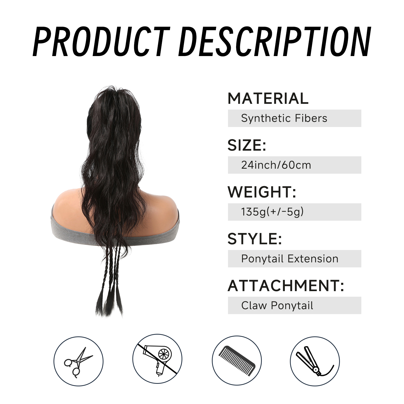 Women's Sweet Brown Casual Holiday Birthday Chemical Fiber Long Curly Hair Ponytail Wig Clips display picture 4
