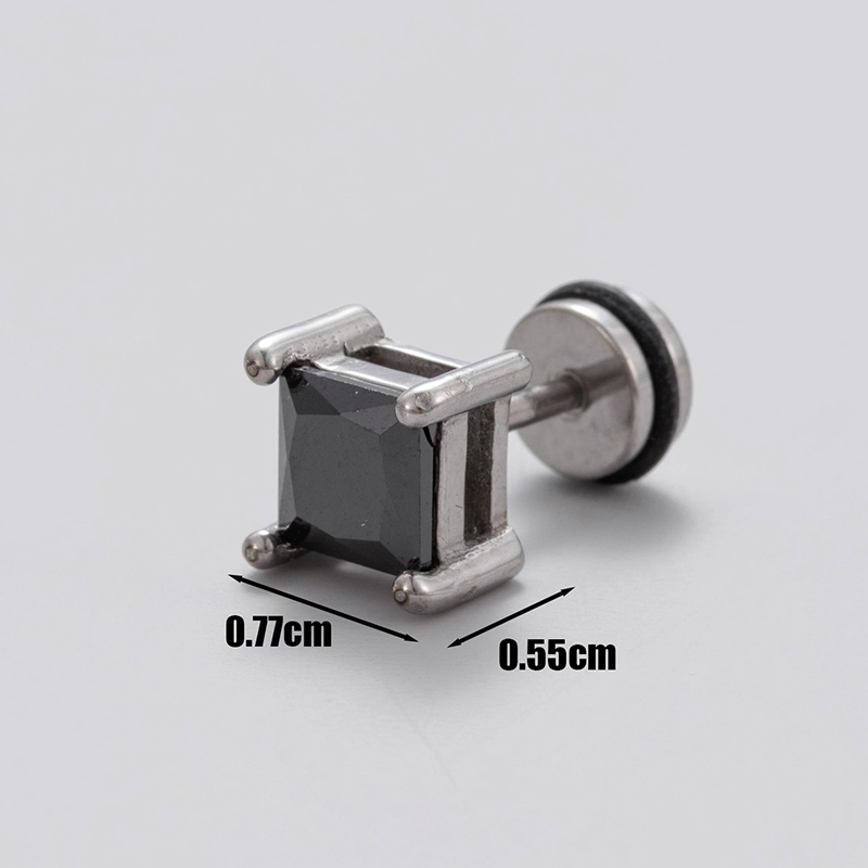 1 Piece Vintage Style Solid Color Inlay Stainless Steel Zircon Ear Studs display picture 4
