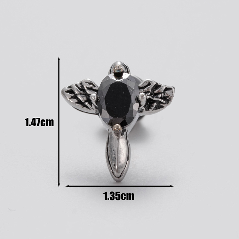 1 Piece Vintage Style Solid Color Inlay Stainless Steel Zircon Ear Studs display picture 7