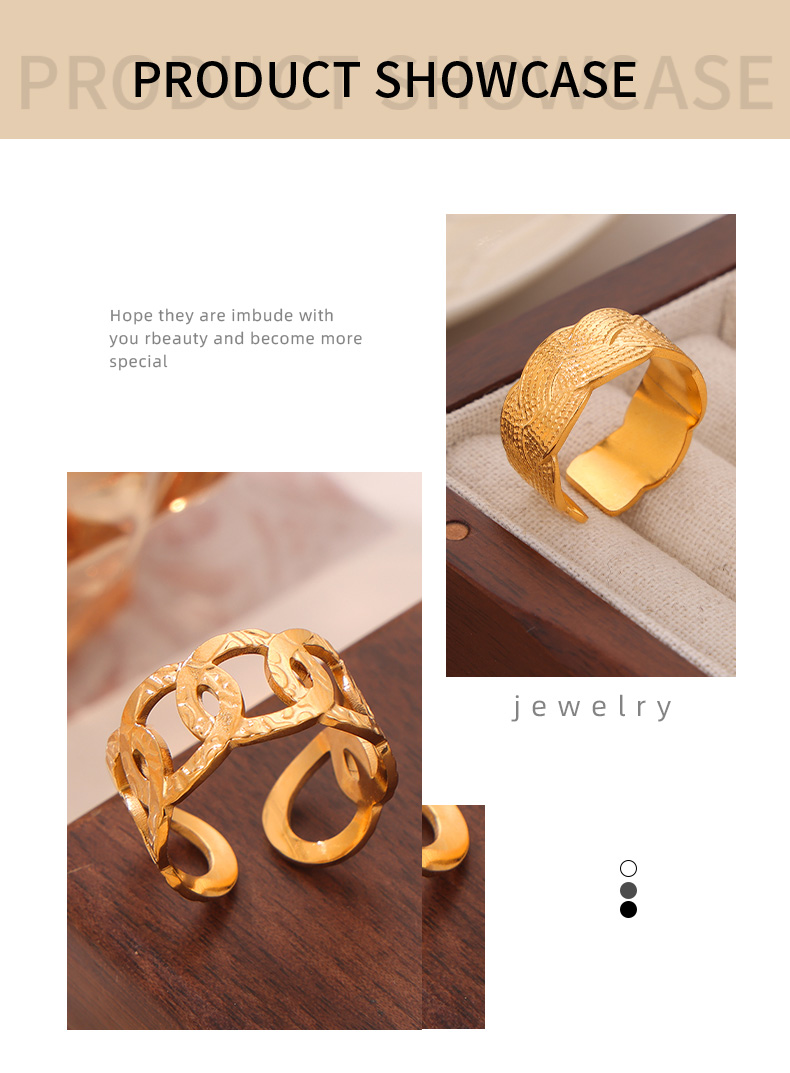 Titanium Steel 18K Gold Plated Elegant Simple Style Solid Color Plating Open Rings Rings display picture 1