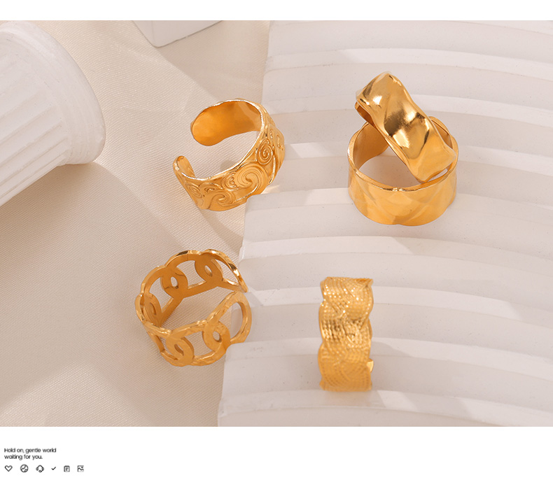 Titan Stahl 18 Karat Vergoldet Elegant Einfacher Stil Einfarbig Überzug Offener Ring Ringe display picture 2
