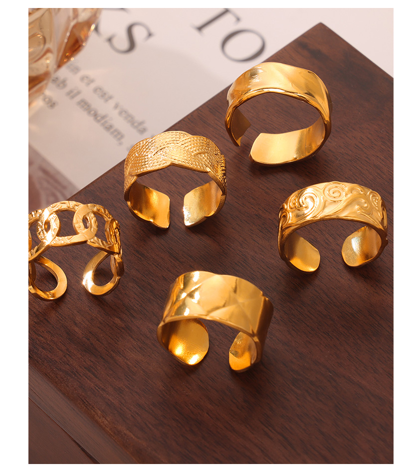Titanium Steel 18K Gold Plated Elegant Simple Style Solid Color Plating Open Rings Rings display picture 4