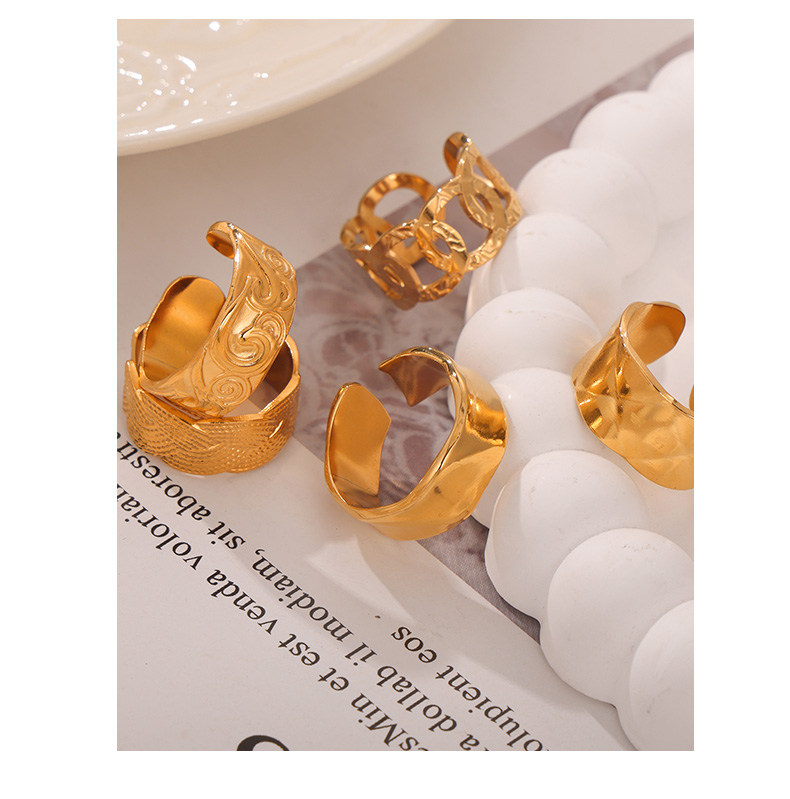 Titan Stahl 18 Karat Vergoldet Elegant Einfacher Stil Einfarbig Überzug Offener Ring Ringe display picture 3