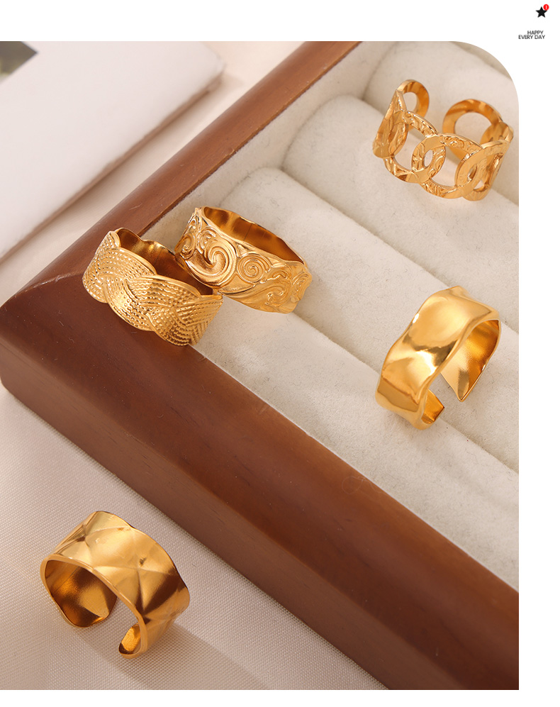 Titan Stahl 18 Karat Vergoldet Elegant Einfacher Stil Einfarbig Überzug Offener Ring Ringe display picture 5