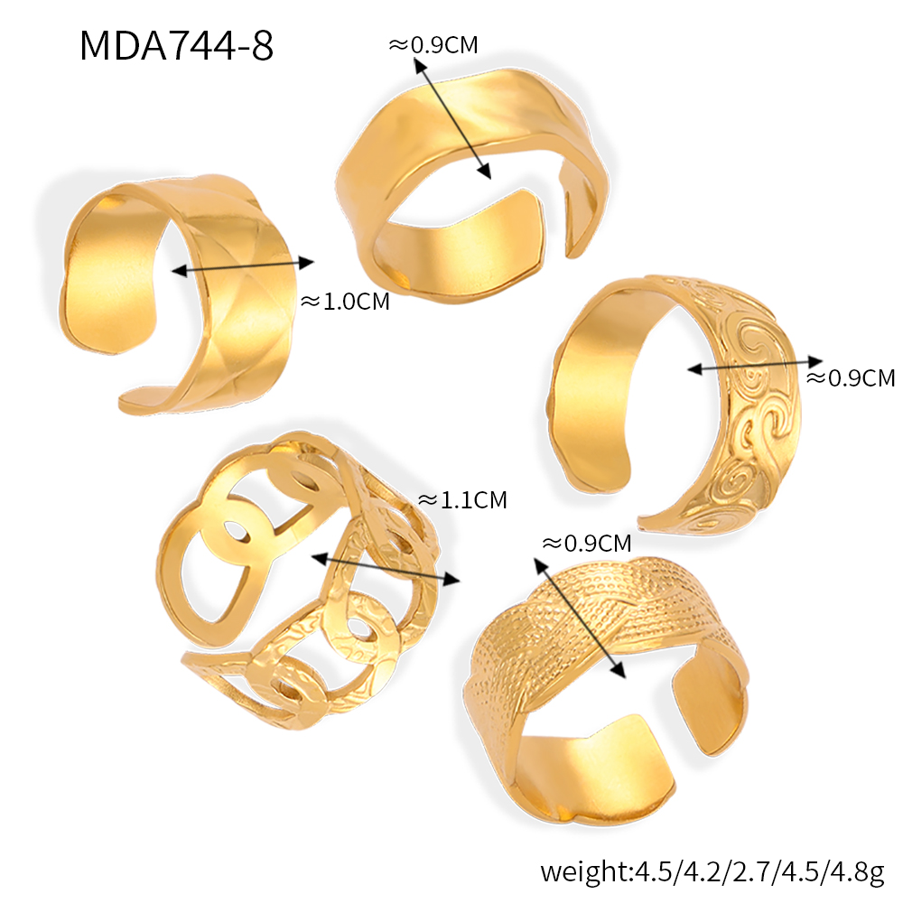Titan Stahl 18 Karat Vergoldet Elegant Einfacher Stil Einfarbig Überzug Offener Ring Ringe display picture 6