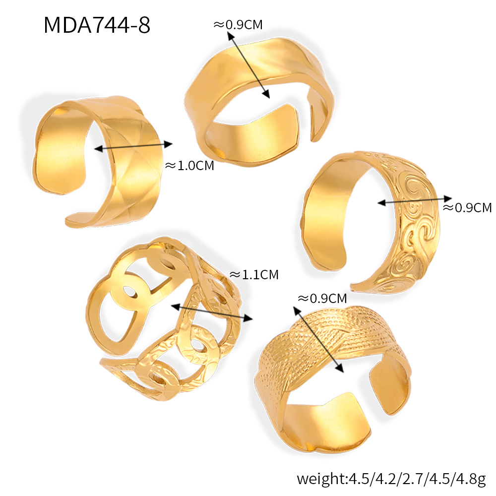 Titanium Steel 18K Gold Plated Elegant Simple Style Solid Color Plating Open Rings Rings display picture 6