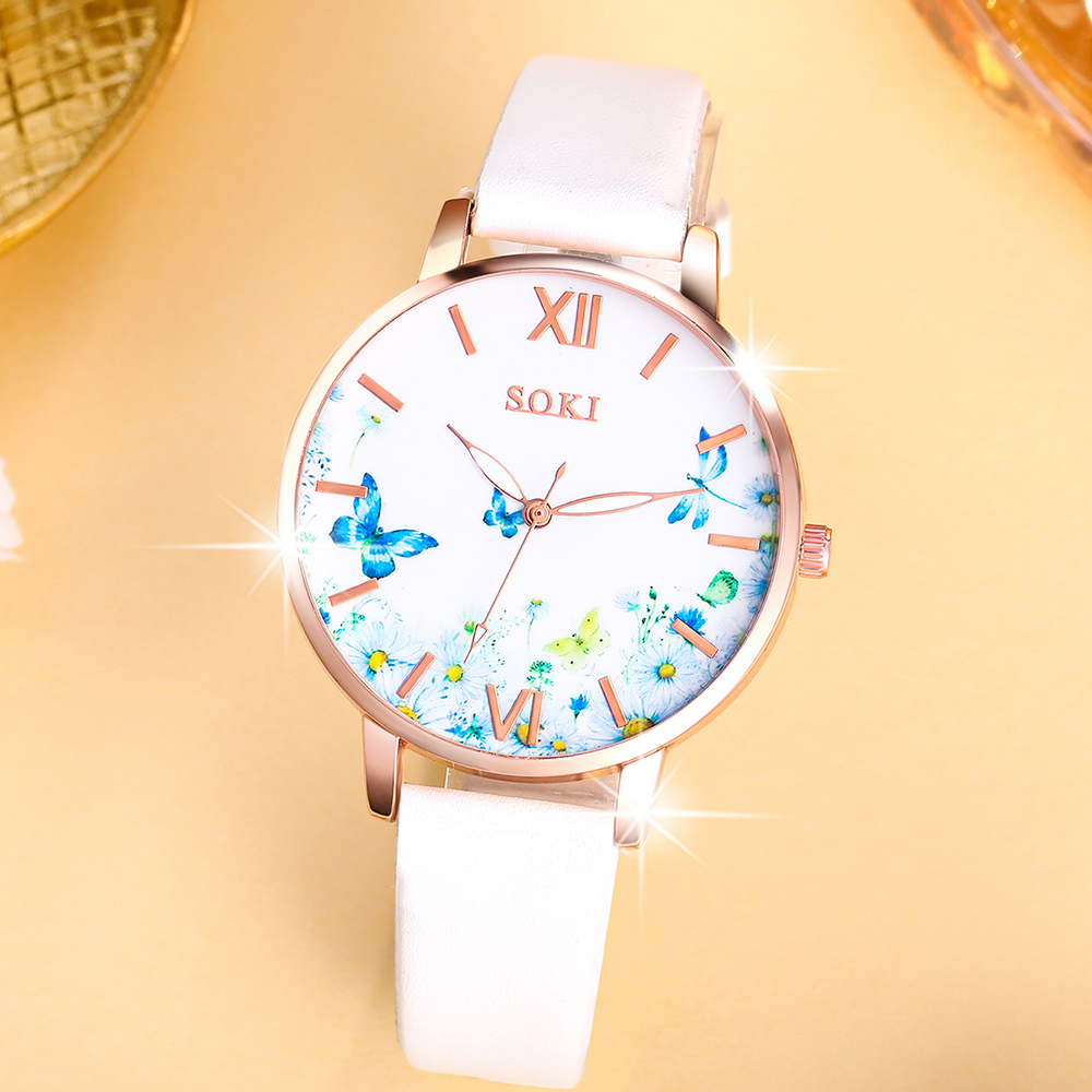 Casual Flower Butterfly Buckle Quartz Women's Watches display picture 5