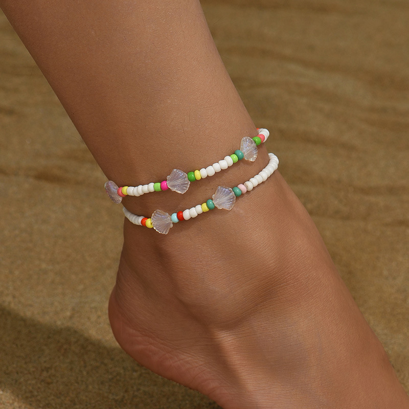 Bohemian Beach Shell Alloy Seed Bead Beaded Women's Anklet display picture 1