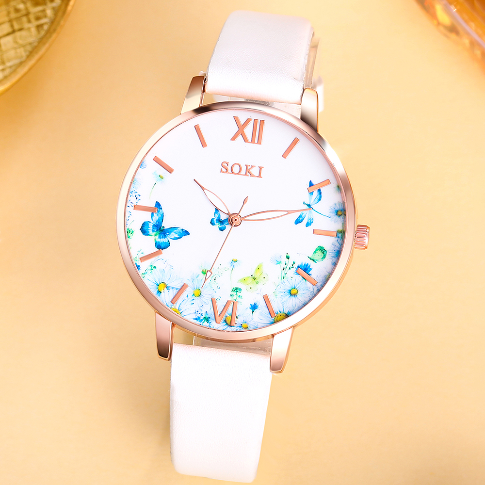 Casual Flower Butterfly Buckle Quartz Women's Watches display picture 6