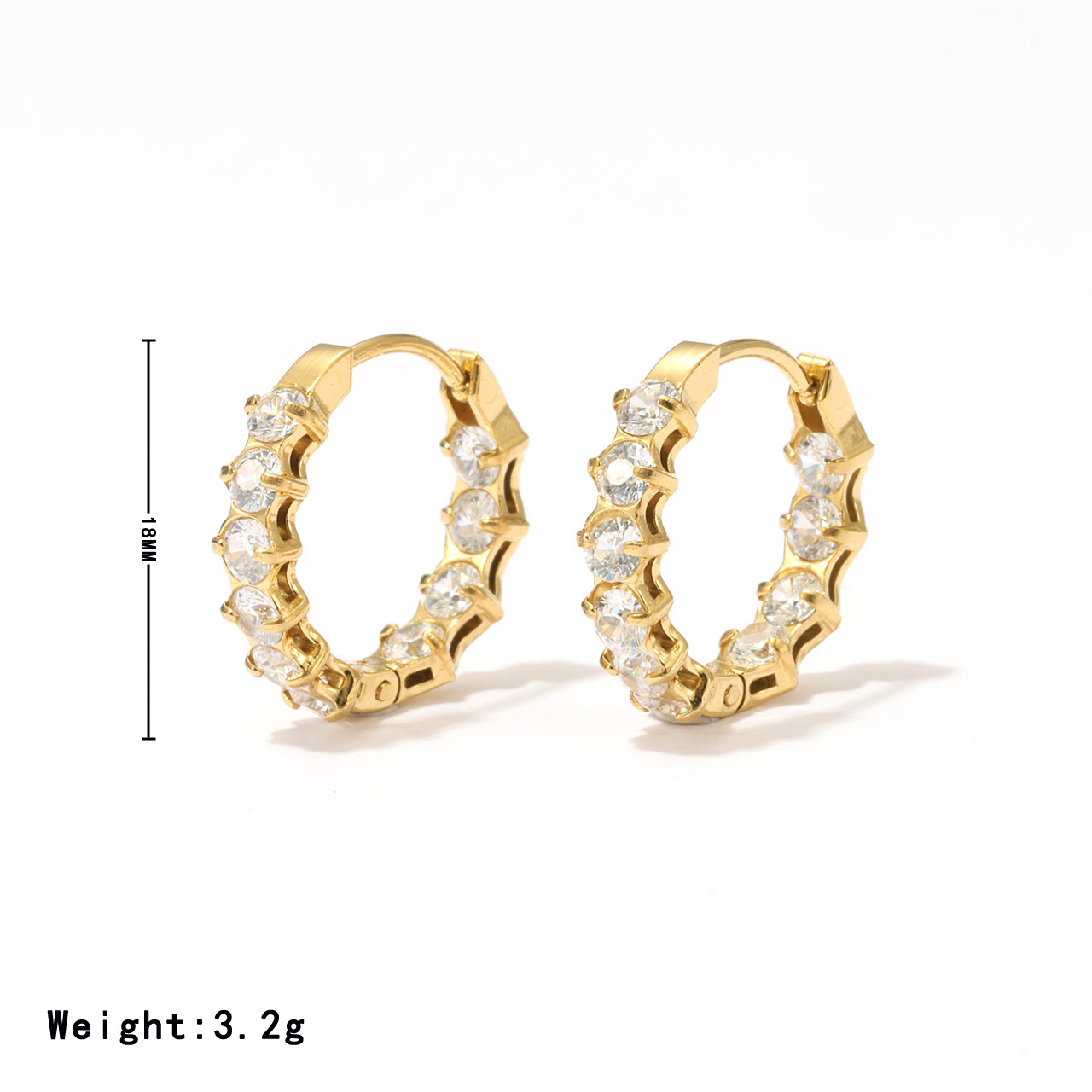 1 Paar Einfacher Stil Geometrisch Inlay Rostfreier Stahl Zirkon Weißgold Plattiert Vergoldet Ohrringe display picture 7