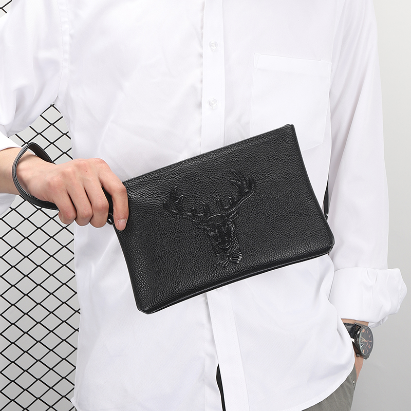 Men's Animal Leather Zipper Clutch Bag display picture 3