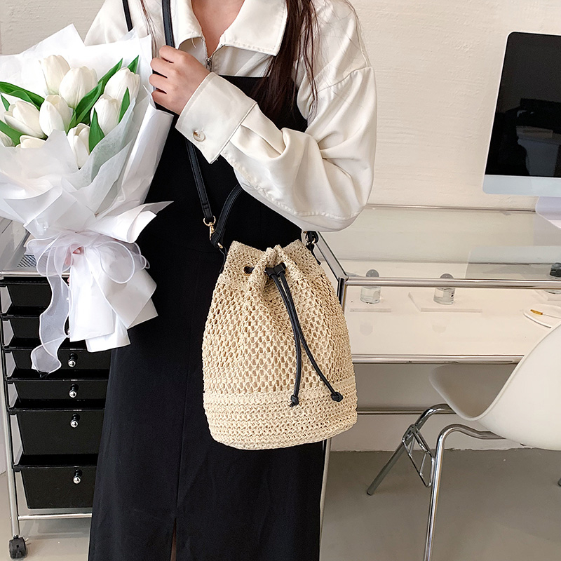 امرأة قشة اللون الصامد النمط الكلاسيكي سلسلة حقيبة يد display picture 2
