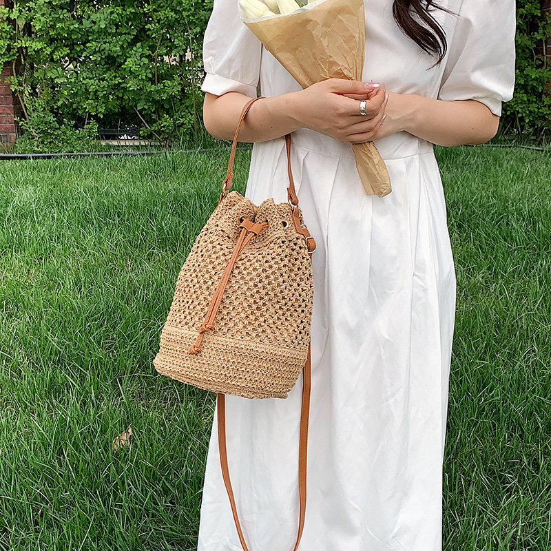 امرأة قشة اللون الصامد النمط الكلاسيكي سلسلة حقيبة يد display picture 8