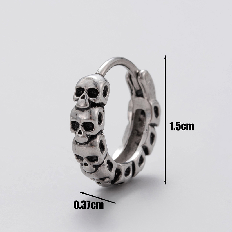 1 Piece Vintage Style Cross Skull Stainless Steel Ear Studs display picture 5