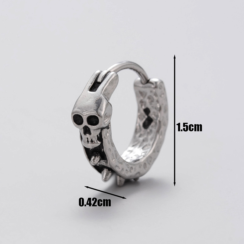 1 Piece Vintage Style Cross Skull Stainless Steel Ear Studs display picture 6