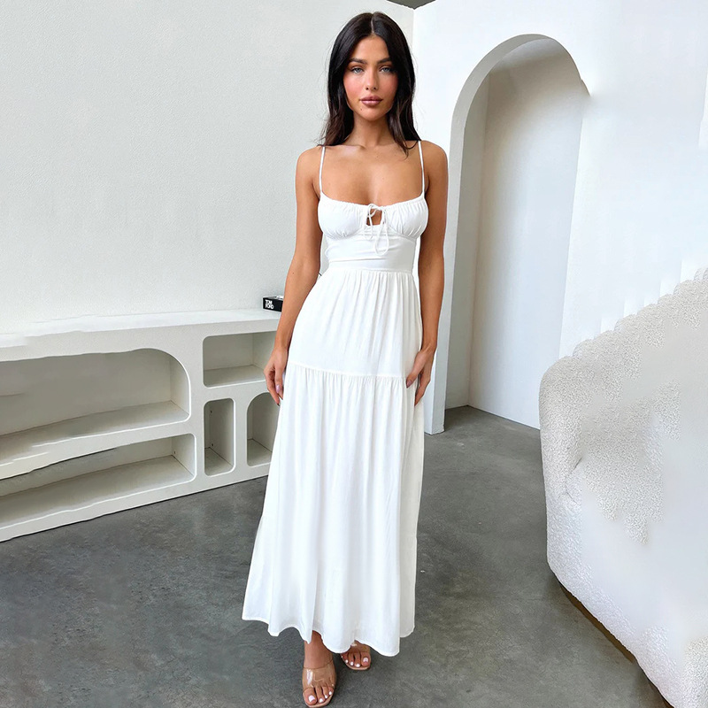 Women's Princess Dress Streetwear Boat Neck Sleeveless Solid Color Maxi Long Dress Holiday Daily display picture 2