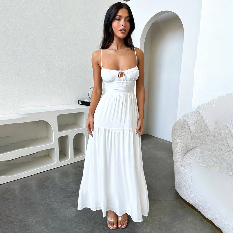Women's Princess Dress Streetwear Boat Neck Sleeveless Solid Color Maxi Long Dress Holiday Daily display picture 3
