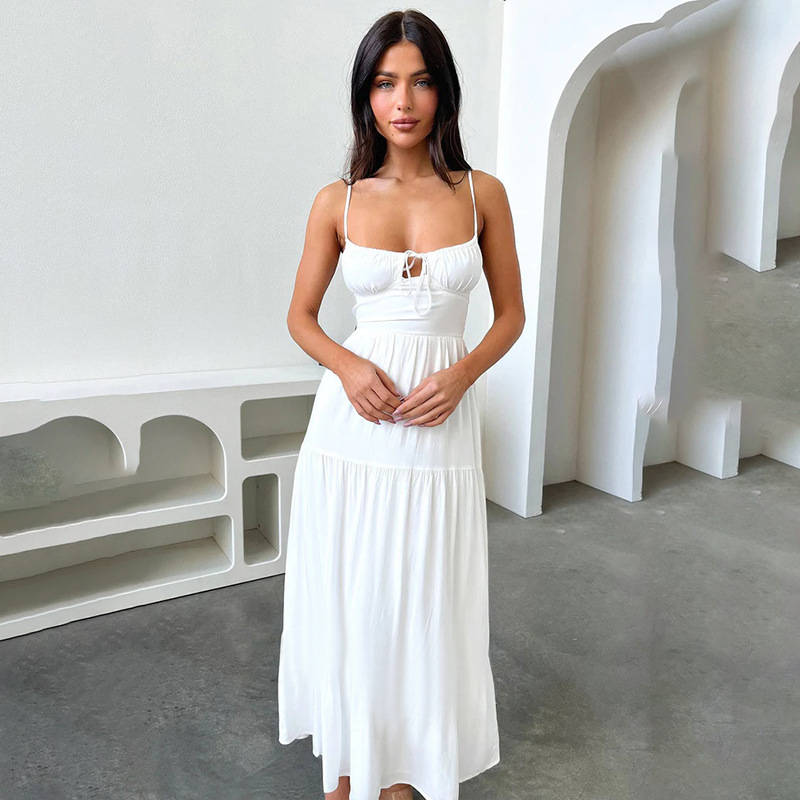 Women's Princess Dress Streetwear Boat Neck Sleeveless Solid Color Maxi Long Dress Holiday Daily display picture 5
