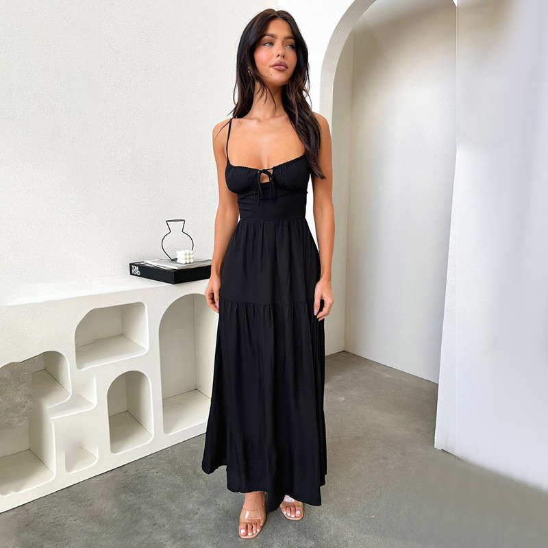 Women's Princess Dress Streetwear Boat Neck Sleeveless Solid Color Maxi Long Dress Holiday Daily display picture 6