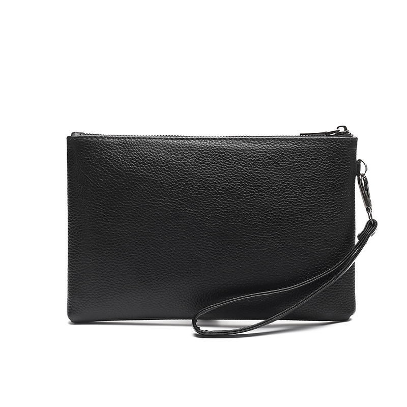 Men's Solid Color Leather Zipper Clutch Bag display picture 8