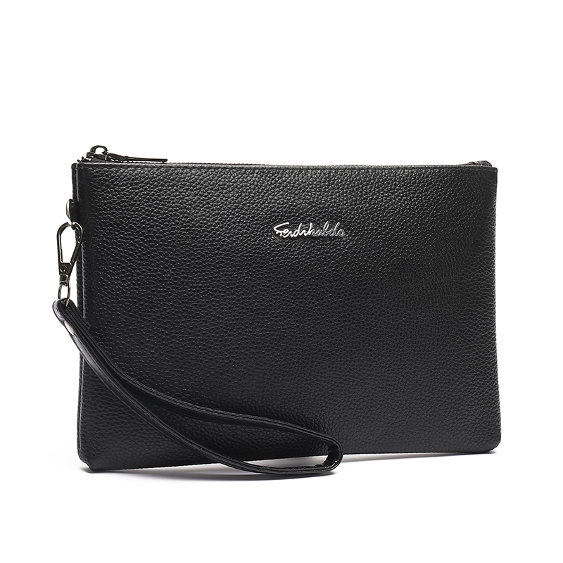 Men's Solid Color Leather Zipper Clutch Bag display picture 9