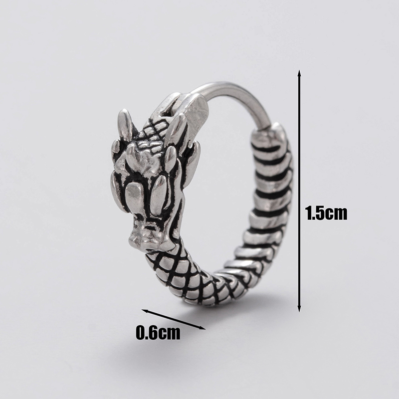 1 Piece Vintage Style Simple Style Snake Dragon Stainless Steel Ear Studs display picture 4