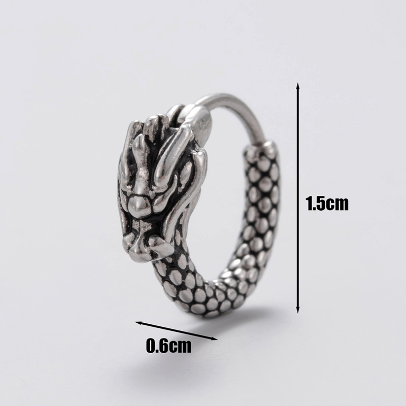 1 Piece Vintage Style Simple Style Snake Dragon Stainless Steel Ear Studs display picture 6