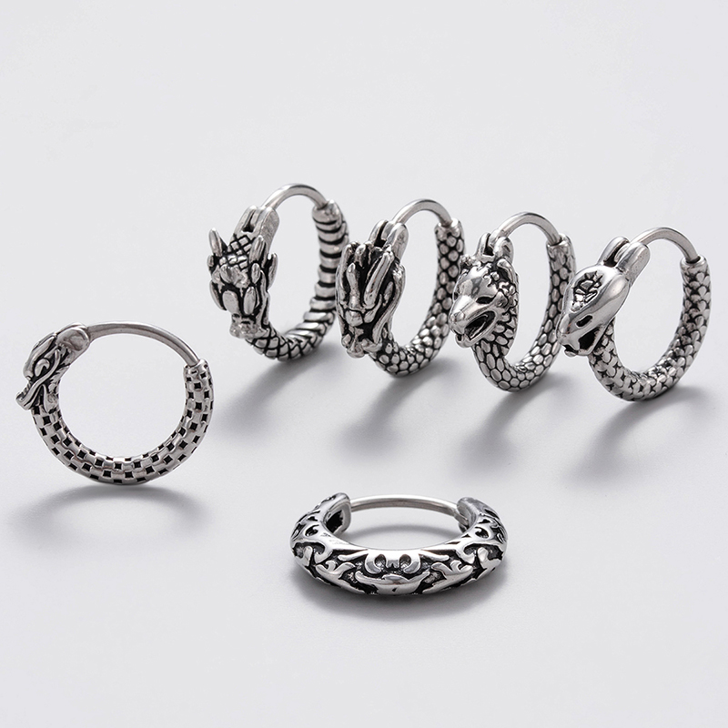 1 Piece Vintage Style Simple Style Snake Dragon Stainless Steel Ear Studs display picture 1