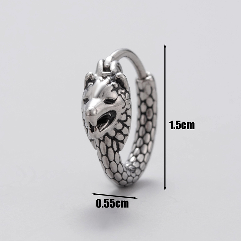 1 Piece Vintage Style Simple Style Snake Dragon Stainless Steel Ear Studs display picture 7