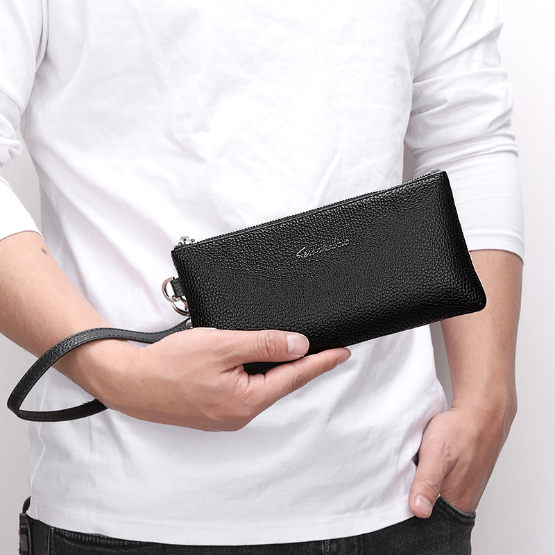 Men's Leather Letter Classic Style Zipper Clutch Bag display picture 2