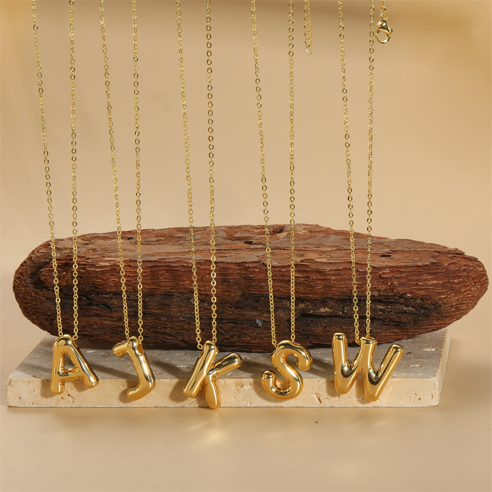 Kupfer 14 Karat Vergoldet Vintage-Stil Einfacher Stil Pendeln Brief Halskette Mit Anhänger display picture 5
