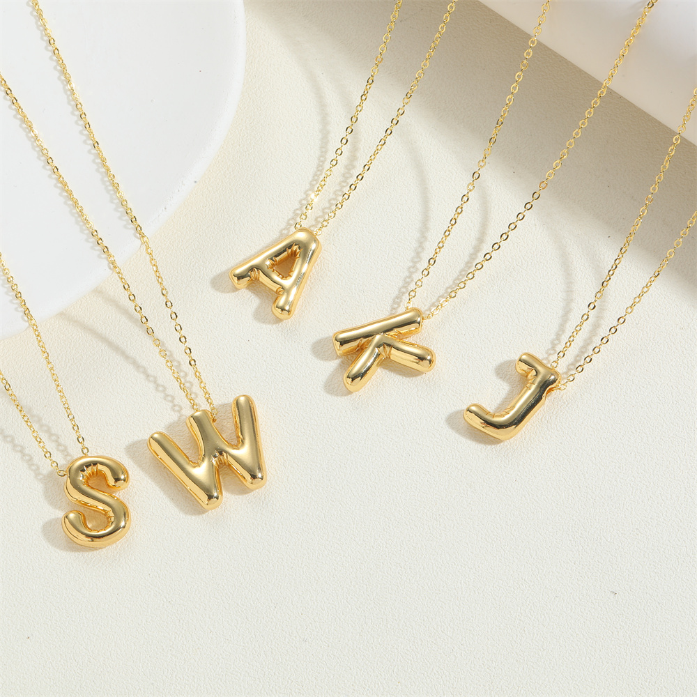 Copper 14K Gold Plated Vintage Style Simple Style Commute Letter Pendant Necklace display picture 1