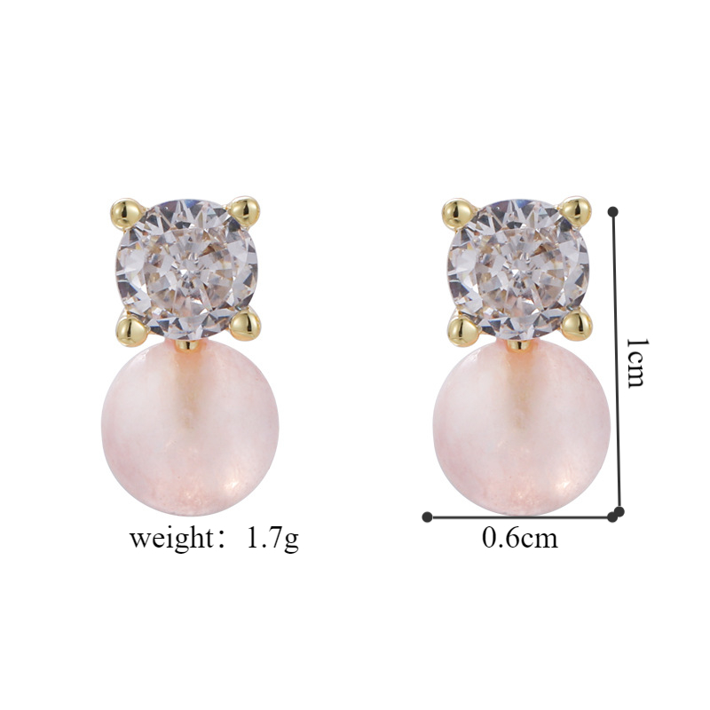 1 Pair Simple Style Geometric Plating Inlay Alloy Copper Zircon Ear Studs display picture 1