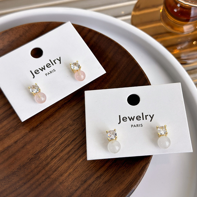 1 Pair Simple Style Geometric Plating Inlay Alloy Copper Zircon Ear Studs display picture 8