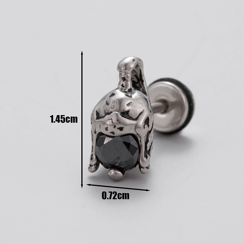 1 Piece Vintage Style Simple Style Geometric Stainless Steel Zircon Ear Studs display picture 4