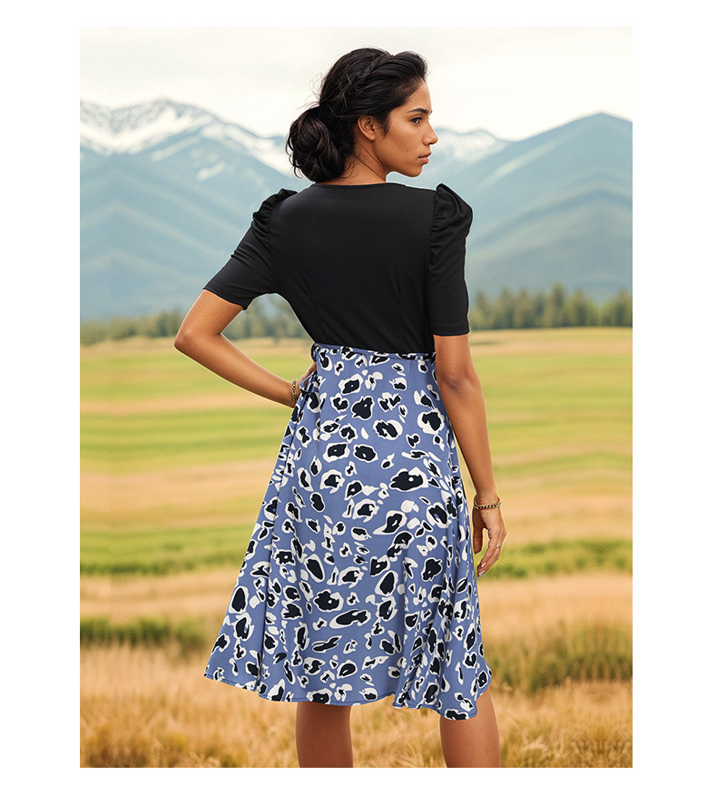 Frau Normales Kleid Einfacher Stil V-Ausschnitt Kurzarm Mehrfarbig Midi-Kleid Ferien Täglich display picture 1