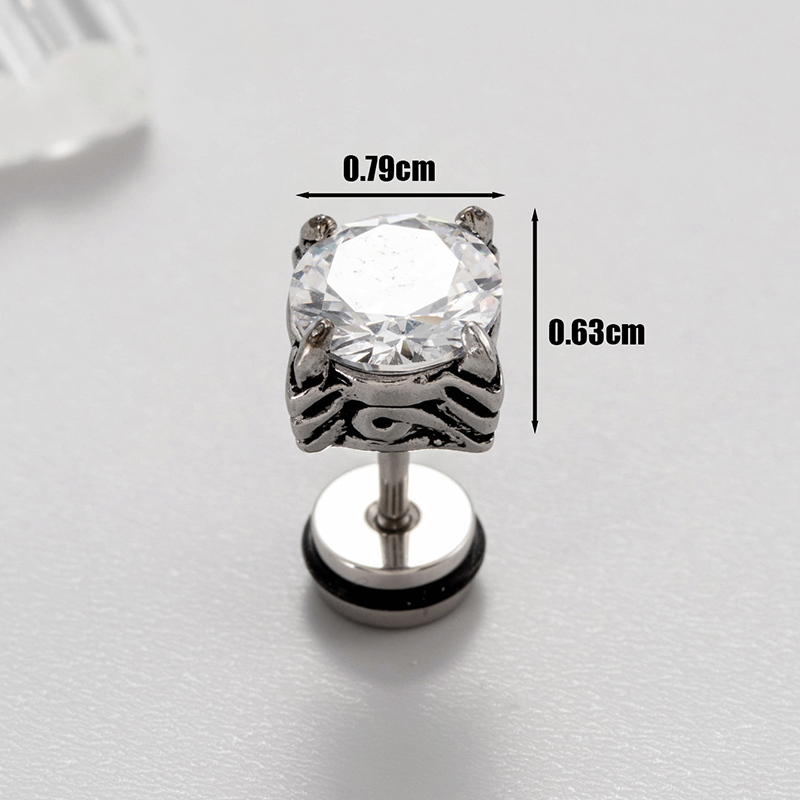 1 Piece Vintage Style Geometric Stainless Steel Zircon Ear Studs display picture 4